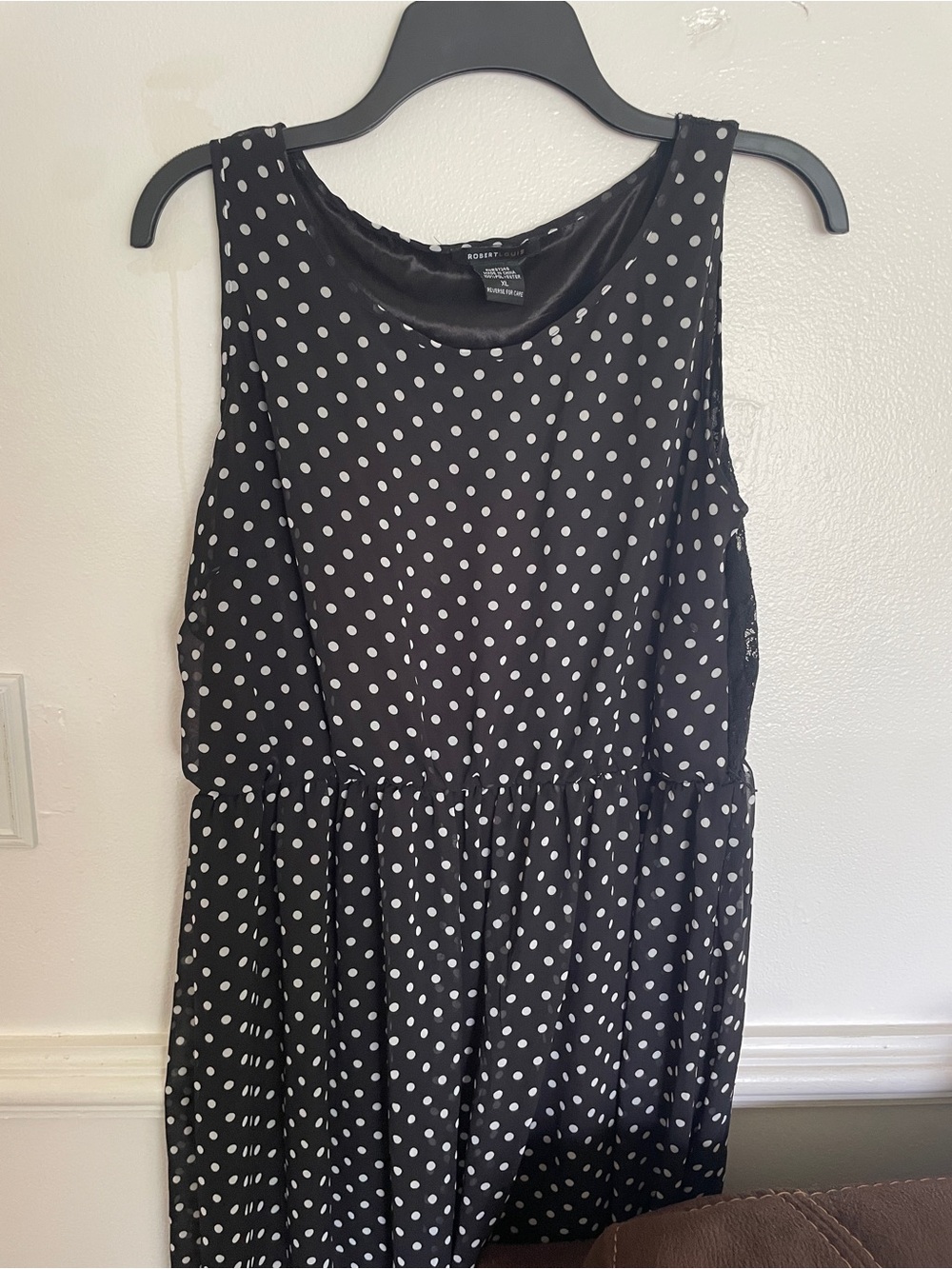 Robert Louis Black Dress with White Polka Dots